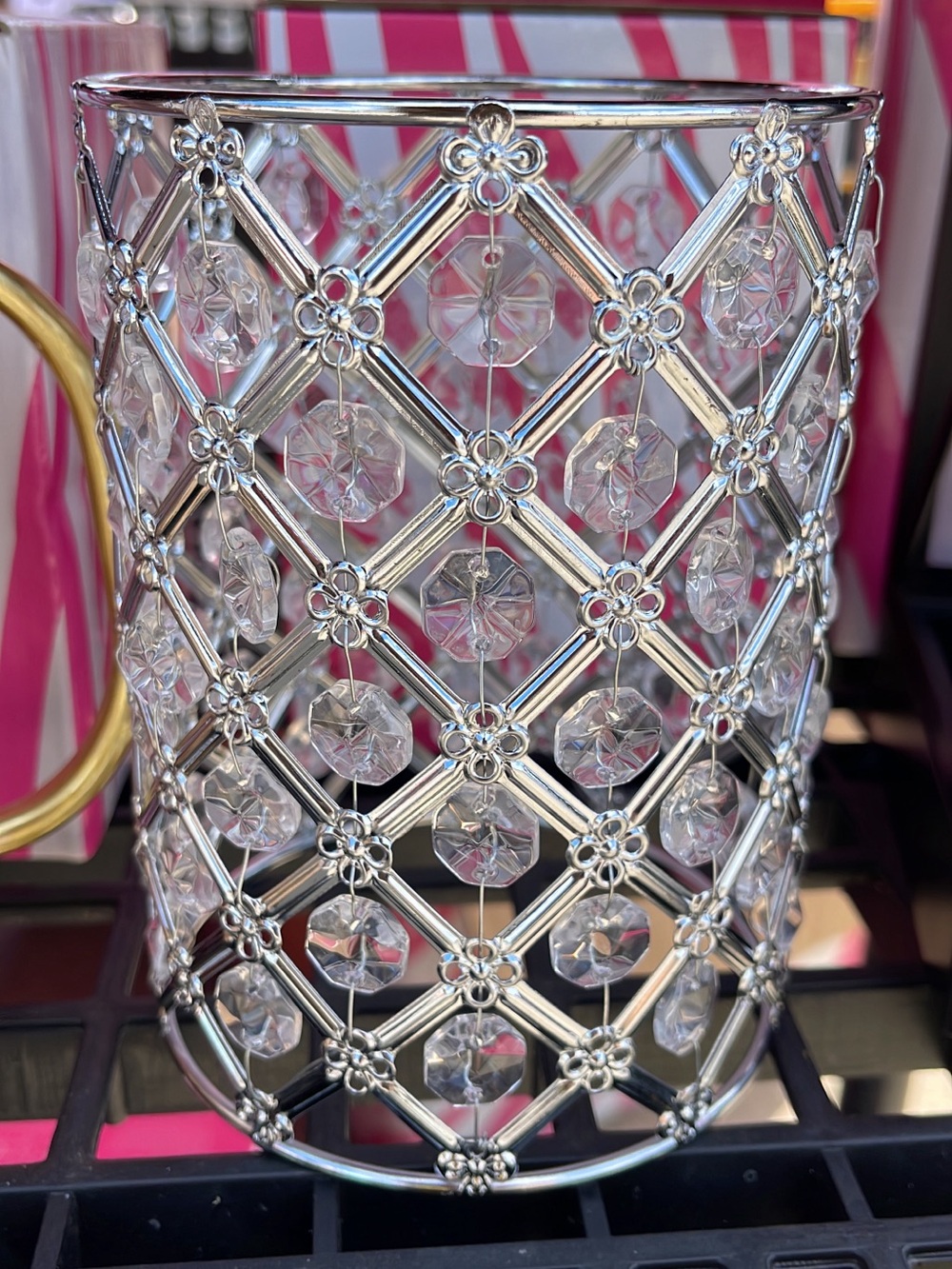 Silver Elegant Bling Pink Zebra Simmering Light Shade